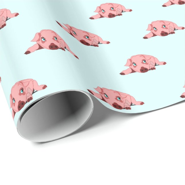 Inpackningspapper med Gris Presentpapper (Rullad Hörn)