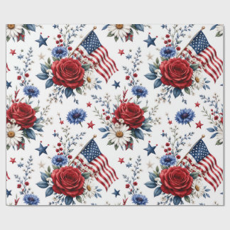 Inpackningspapper - Patriotiskt blomsterflagga  Presentpapper
