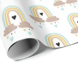 Inpackningspapper - Regnbågsmoln Hjärtan Presentpapper