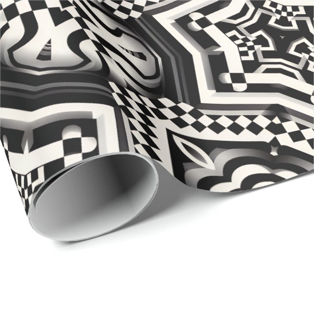 Inpackningspapper | Retro Mod Schackrutig mönster Presentpapper (Rullad Hörn)