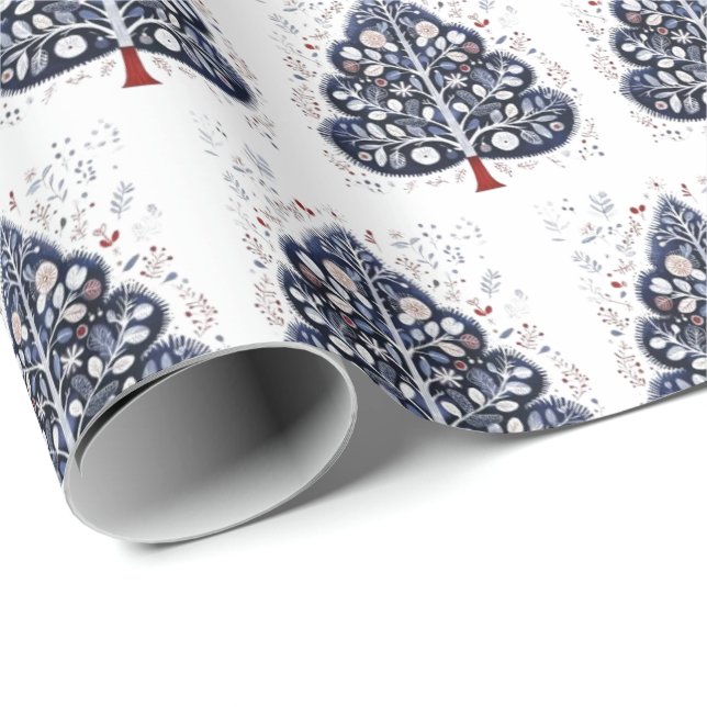 Inpackningspapper - Skandinavisk julgran Presentpapper (Rullad Hörn)