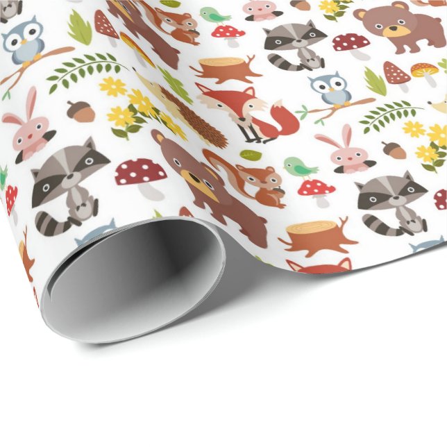Inpackningspapper - Skogsdjur Presentpapper (Rullad Hörn)