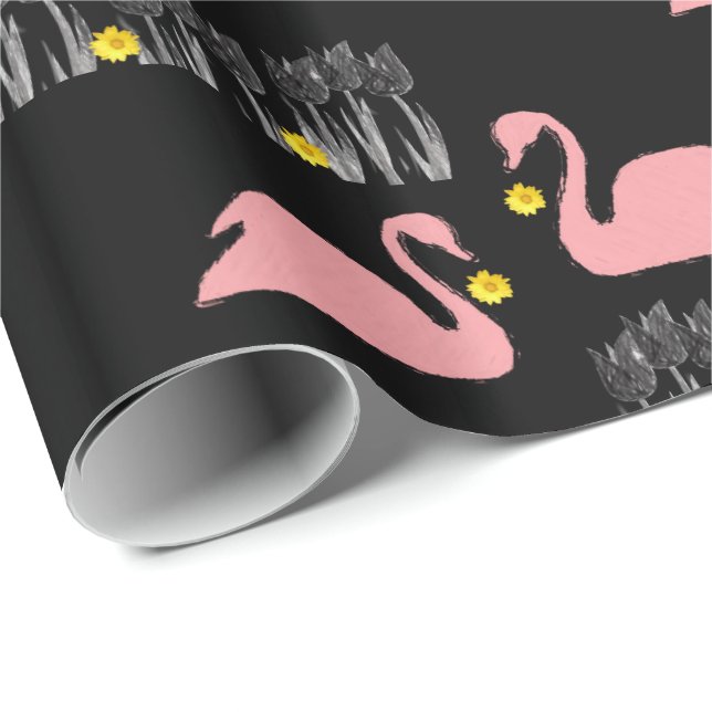 Inpackningspapper Svanar Presentpapper (Rullad Hörn)