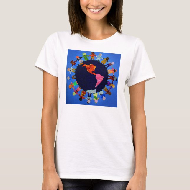 Inpassad T-tröja för barnvärld runt: T Shirt (Framsida)