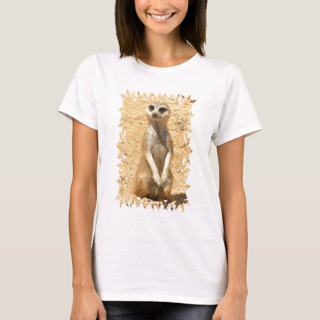 Inpassad T-tröja för nyfikna Meerkat damer T-shirt (Framsida)