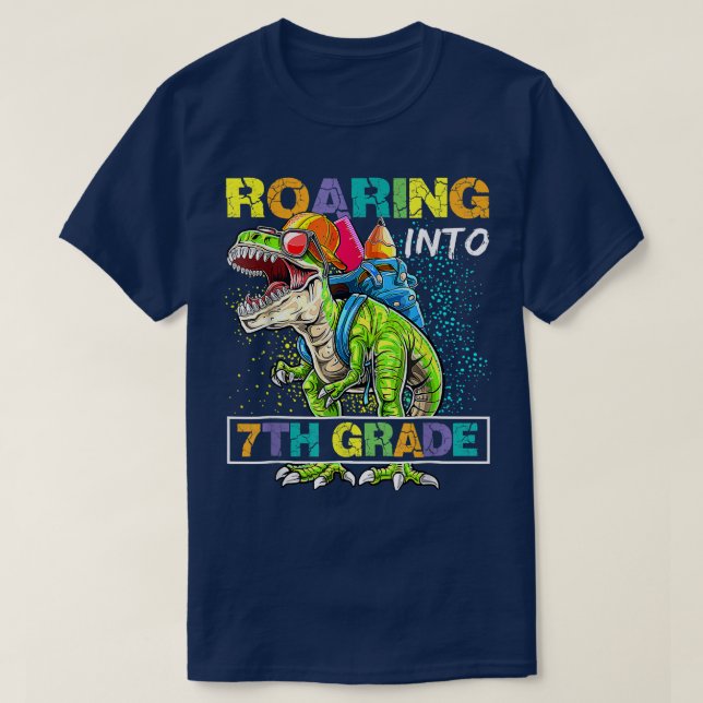 Inplantering i 7:e Klass Dinosaur t rex tillbaka t Shirt (Design framsida)