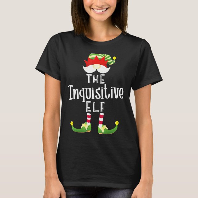 Inquisivt Elf Group jul Pajama Party T Shirt (Framsida)
