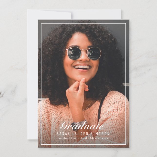 Inramad dubbelsidig fotofest för examen inbjudningar (Framsida)