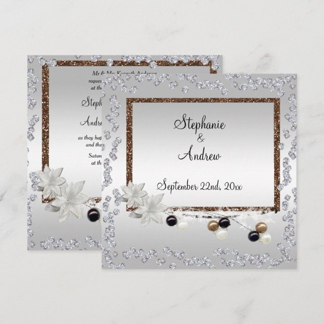 Inramad Elegans Bröllop Inbjudningar (Fram/baksida)