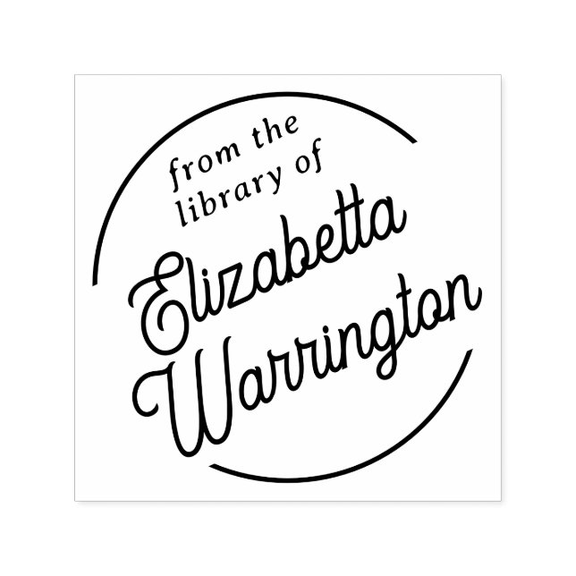 Inramad enkel skript #7 bibliotek Boknamn Självfärgande Stämpel (Design)