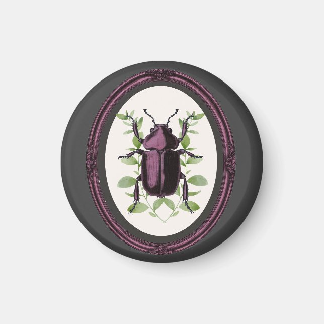 Inramad hjortbille magnet (Framsidan)