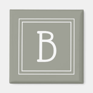 Inramad minimalist monogram bokstav initial grön magnet