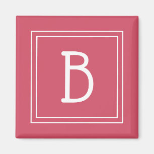 Inramad Modernt Monogram Bokstav Initialt Flickakt Magnet