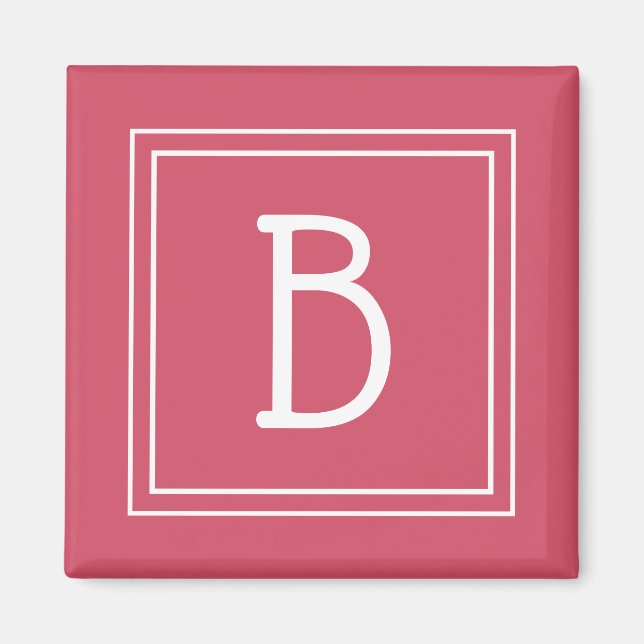 Inramad Modernt Monogram Bokstav Initialt Flickakt Magnet (Framsidan)
