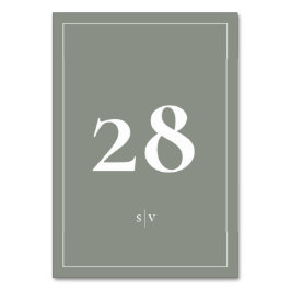 Inramad | Monogram Elegant Grön Vit Bröllop Bordsnummer