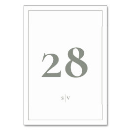 Inramad | Monogram Elegant Sagegrön Bröllopsdekor Bordsnummer