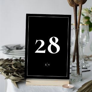 Inramad   Monogram Elegant Smoking Svart Bröllop Bordsnummer