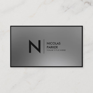 Inramad Monogram för Fauxrostfritt stålInox metall Visitkort