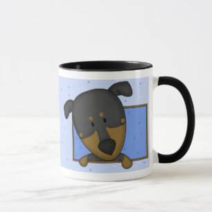Inramad mugg för tecknadDobermanPinscher