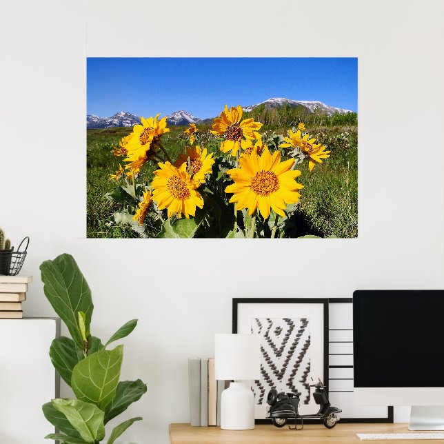Inramad tryck av Arrowleaf Balsamroot (Hemmakontoret)