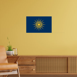 Inramad tryck med flagga från Makedonien, Grekland