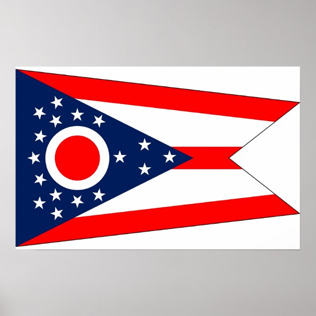 Inramad tryck med flagga från Ohio, USA (Framsidan)