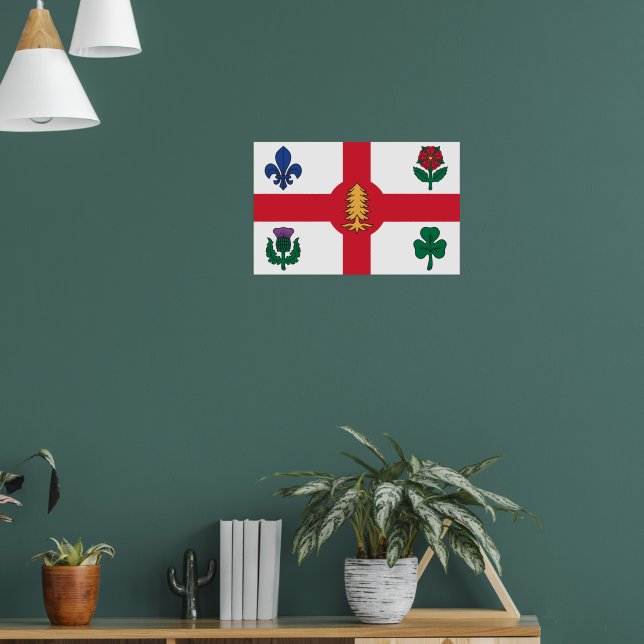 Inramad tryck med Montréals flagga, Kanada (Vardagsrum 1)