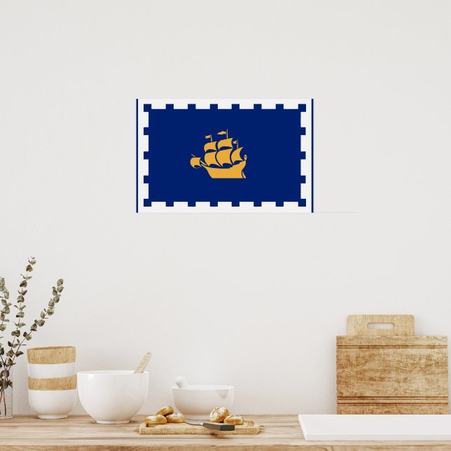 Inramad tryck med Québec Citys flagga, Kanada (Kök)