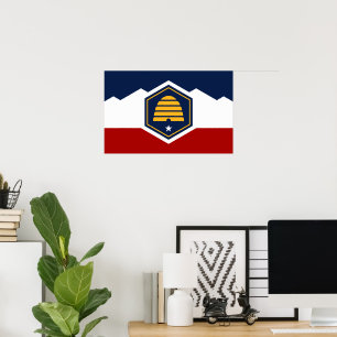 Inramad tryck med Utahs flagga, USA