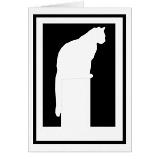 Inramad vitSilhouettekatt Hälsningskort