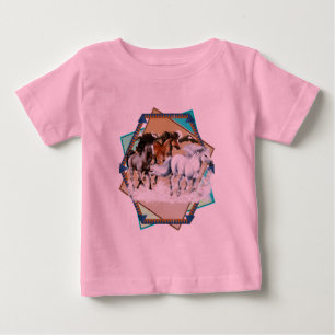 Inramade hästar i snöBG-T-tröja T Shirt