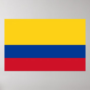 Inramat tryck med flagga av Colombia
