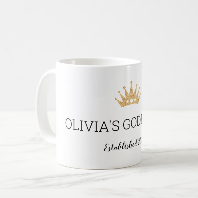Inrätta året för Christening Godfather i Krona Kaffemugg (Framsida vänster)