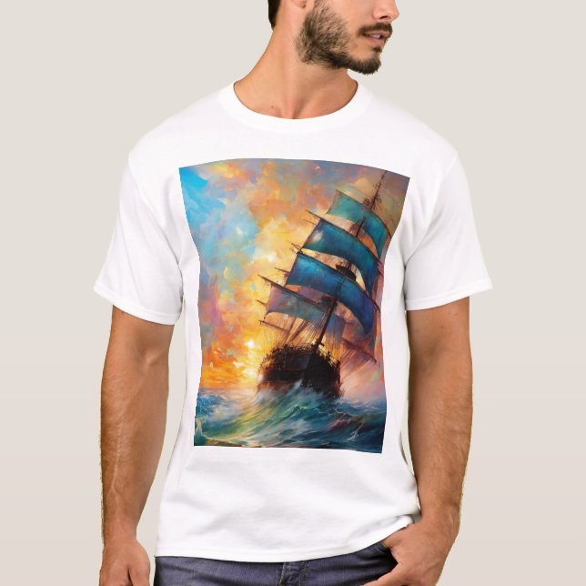 Inrätta ett äventyr till havs med pirat t shirt (Framsida)