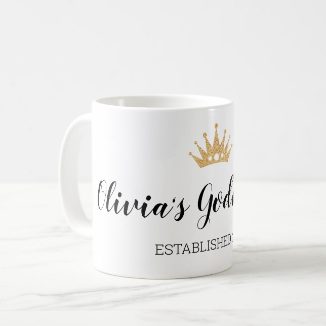 Inrättande av året guld Krona för Christening Godm Kaffemugg (Framsida vänster)