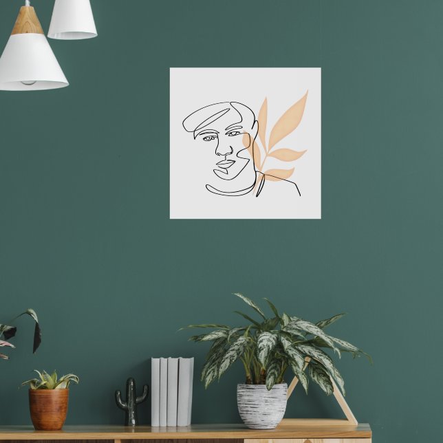 Inre Blomning – Botanisk Linje Konst Porträtt Poster (Vardagsrum 1)