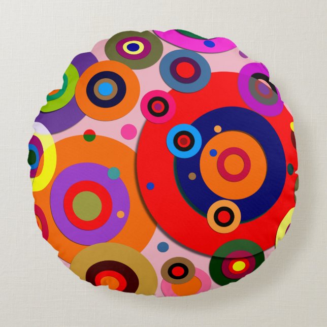 Inre cirklar nr 18 rund kudde (Framsidan)