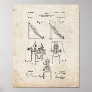 Inre förbränningsmotorpatent - gammal Look Poster