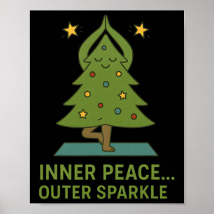 Inre frid yttre glans Söt yoga julgran Poster