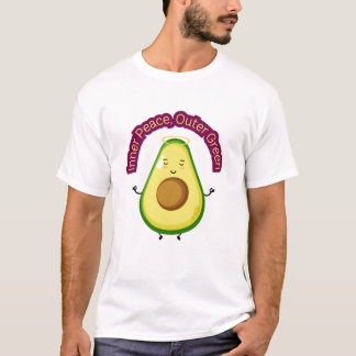 "Inre frid, yttre Grönt - Cute Avocado Meditation T Shirt