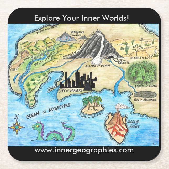 Inre geografikartaunderlägg underlägg papper kvadrat (Framsidan)