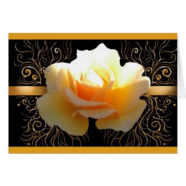 Inre glödelegantgult och rosa tack för guld hälsningskort (Framsidan Horizontal)