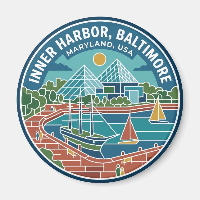 Inre hamnen, Baltimore USA Magnet (Framsidan)