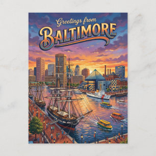 Inre hamnen, Baltimore USA Vykort