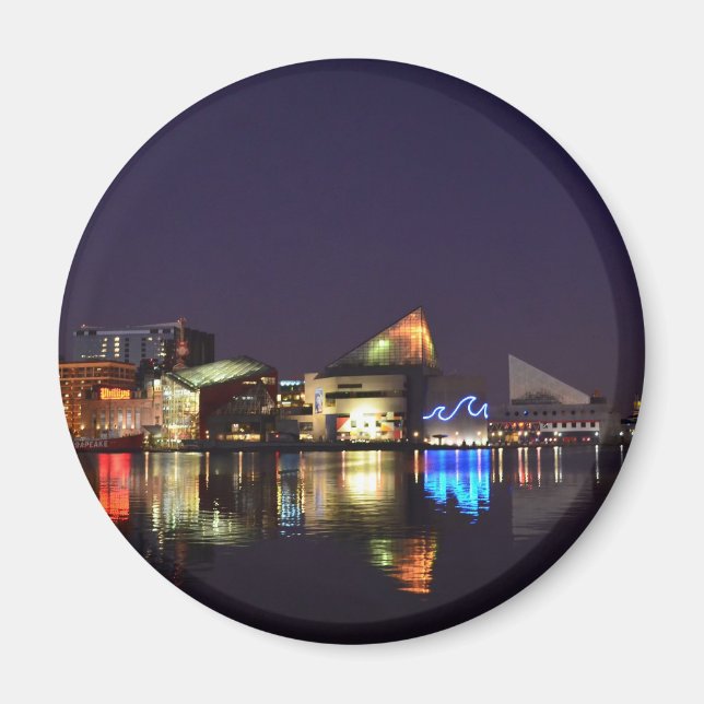 Inre hamnen i Baltimore på natten Magnet (Framsidan)