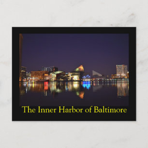 Inre hamnen i Baltimore på natten Vykort
