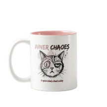 Inre Kaos - Konstnärlig Kattillustration Kaffe Mug