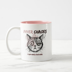 Inre Kaos - Konstnärlig Kattillustration Kaffe Mug Två-Tonad Mugg