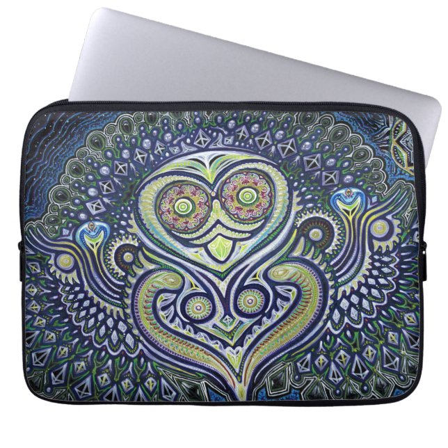 "Inre ljust" (den Psychedelic ugglan) Laptop Sleeve (Framsidan)
