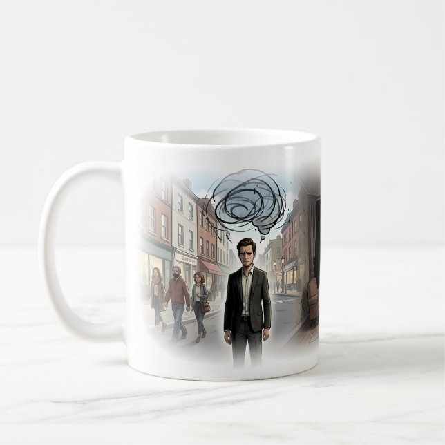 Inre storm innan det tysta rummet konstkopp kaffemugg (Vänster)